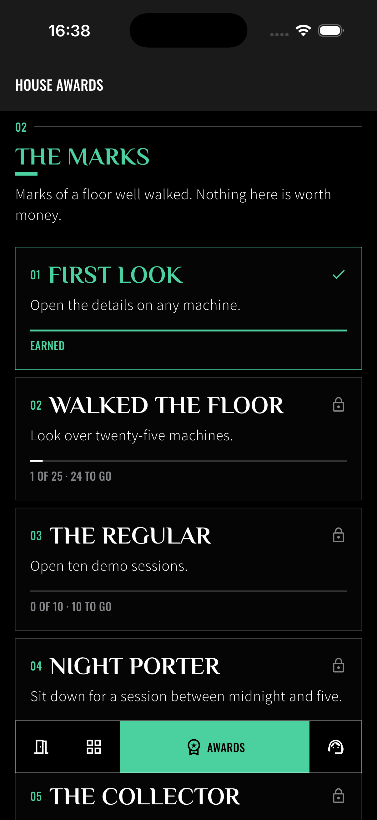 House awards list with First Look earned